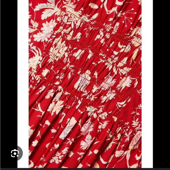 DÔEN Meribel Shirred Floral-Print Cotton-Poplin Midi Dress size Small - Picture 3 of 6